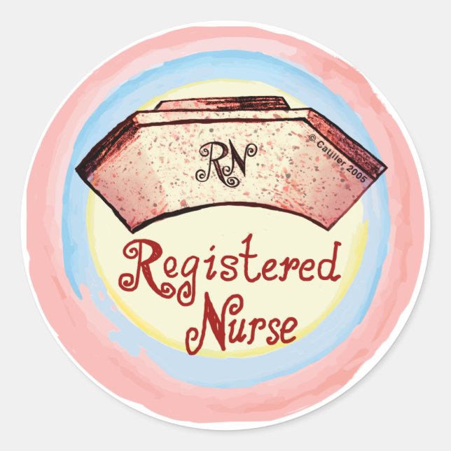Retro RN Nurse Cap Classic Round Sticker (Front)