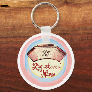 Retro RN Nurse Cap  Key Ring