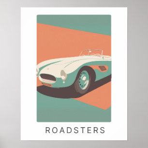Retro roadster print in pastel   Transportation