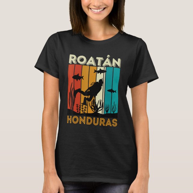 Retro Roatan Honduras Scuba Diving Roatan Souvenir T-Shirt (Front)