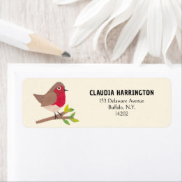 Retro Robin Vintage-Inspired Bird Return Address