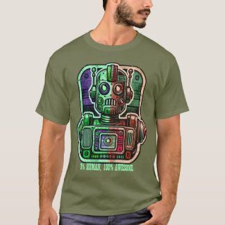 Retro Robot 0% Human - 100% Awesome T-Shirt