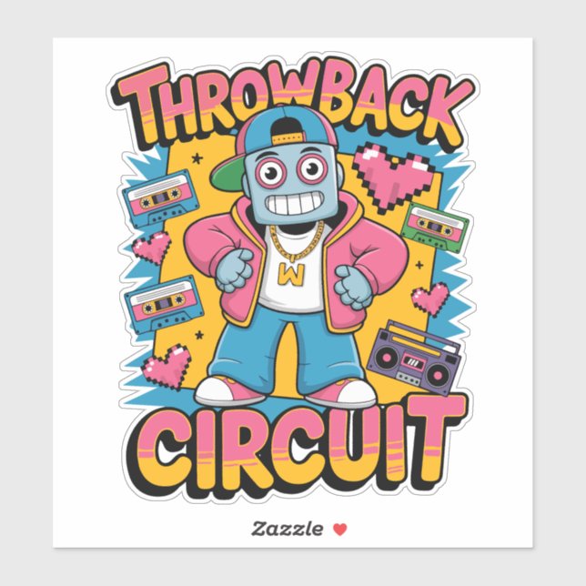 Retro Robot 90s Hip Hop Design – Fun Cartoon Throw (Sheet)