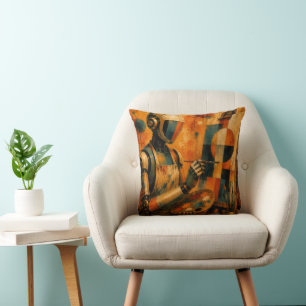 RETRO ROBOT ARTIST II VINTAGE CREATIVE FINE ART CUSHION