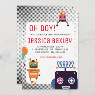 Retro Robot Baby Shower Invitation