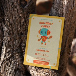 Retro Robot Birthday Invitation