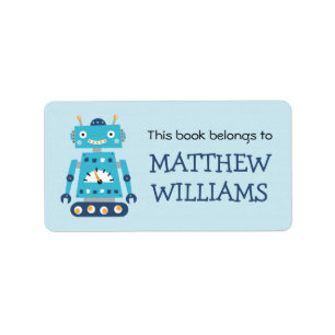 Retro robot bookplate book label