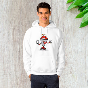 Retro Robot Cartoon Fun Red and Silver AI Bot Hoodie