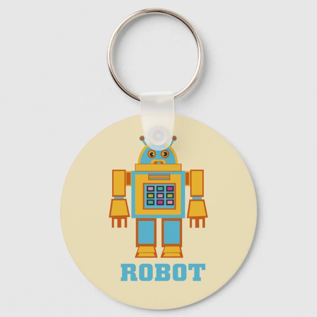Retro Robot -Cute Kids Keychain (Front)