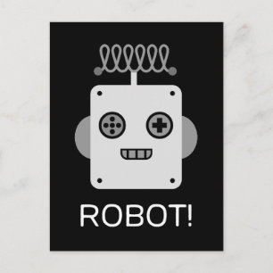 Retro Robot Face with Playful Antenna Holiday Postcard