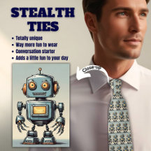 Retro Robot Grey Stealth Neck Tie
