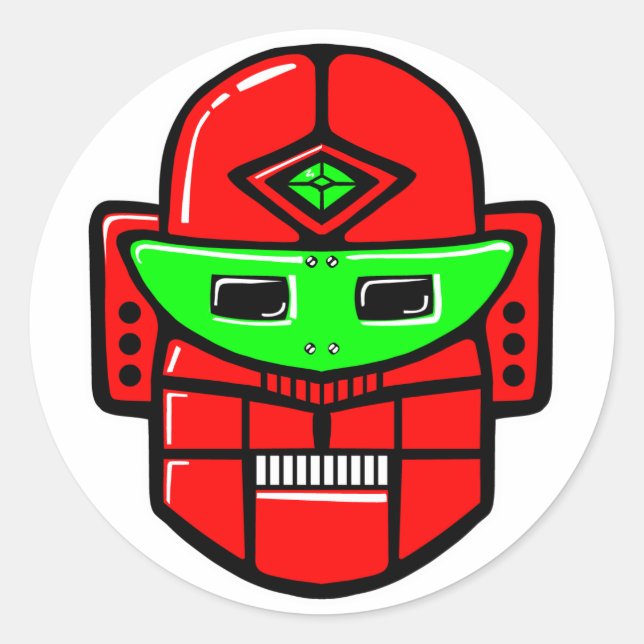 Retro Robot Head Classic Round Sticker (Front)