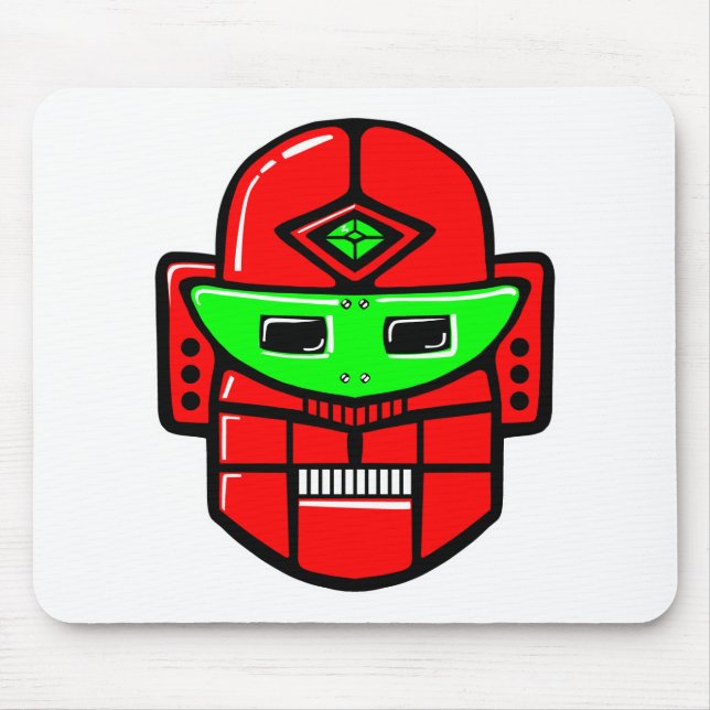 Retro Robot Head Mouse Mat (Front)
