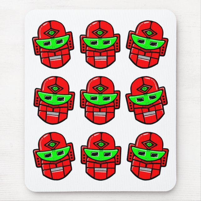 Retro Robot Heads Mouse Mat (Front)