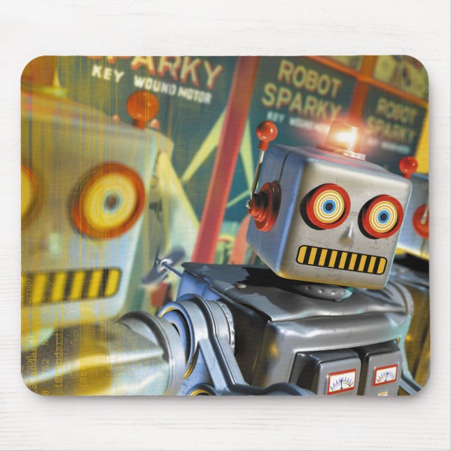 Retro Robot Mouse Mat (Front)