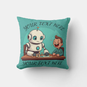 Retro Robot Personalised Cartoon Cushion