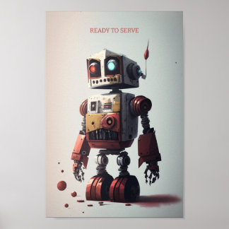 Retro robot poster - Ready to Serve