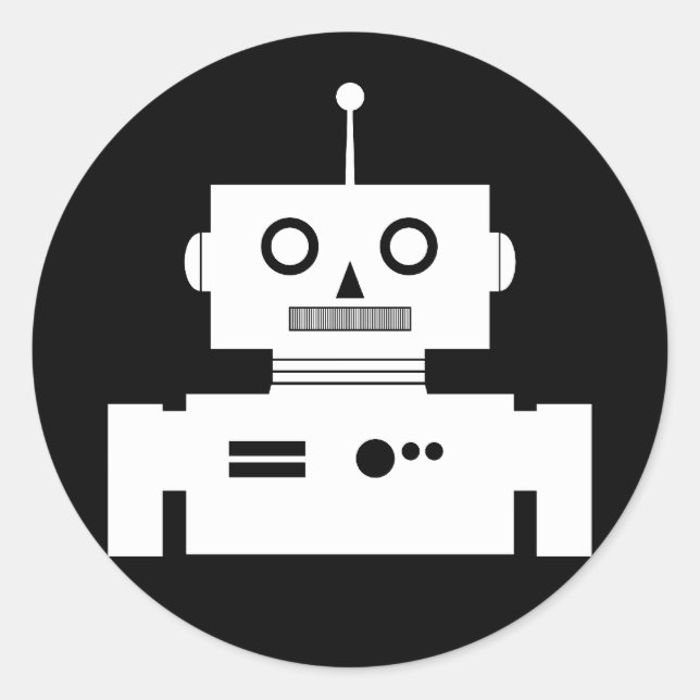 Retro Robot Shape Sticker (Front)