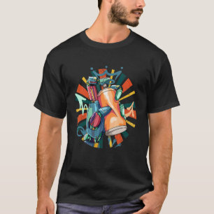 Retro Robot Spray Paint Vintage Graffiti Artist T-Shirt