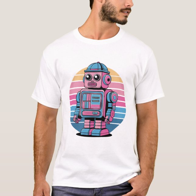 Retro Robot: Vintage Futuristic T-shirt (Front)