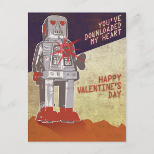 Retro Robot - You've Downloaded My Heart ... Postcard
