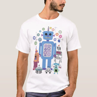 Retro Robots and Gears T-Shirt