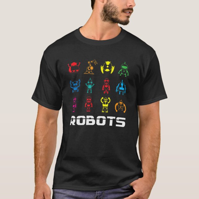 Retro Robots  Vintage Robotic Engineering T-Shirt (Front)