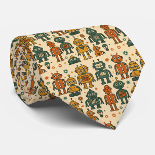 Retro Robots Vintage Toy Robots and Cars Tie