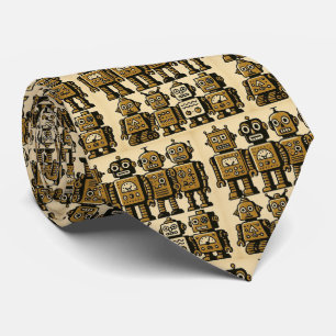 Retro Robots Vintage Toy Robots and Cars Tie