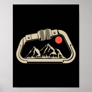 Retro Rock Climbing Bouldering Mountain Carabiner Poster