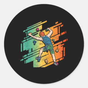 Retro Rock Climbing Bouldering Mountain Climbing  Classic Round Sticker