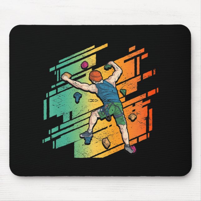 Retro Rock Climbing Bouldering Mountain Climbing  Mouse Mat (Front)