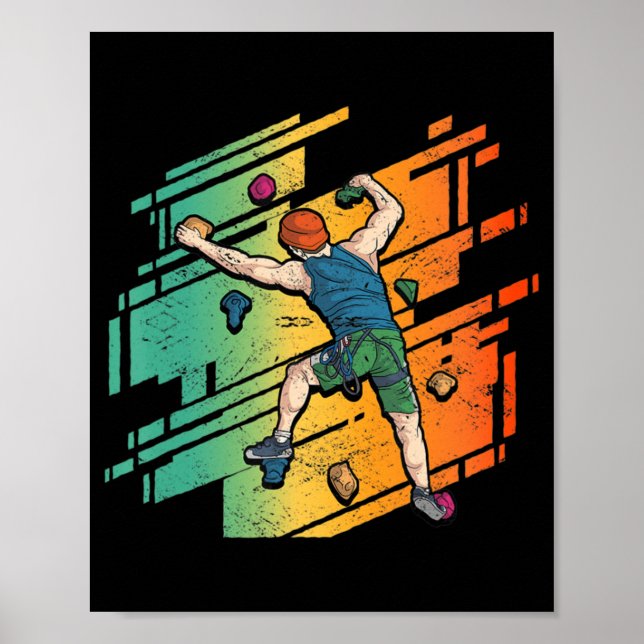 Retro Rock Climbing Bouldering Mountain Climbing  Poster (Front)