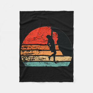 Retro Rock Climbing Vintage Climber Fleece Blanket