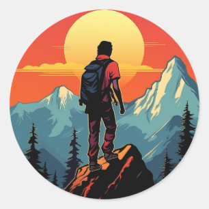 Retro Rock Climbing Vintage Climber Gift Classic Round Sticker