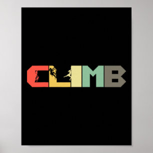 Retro Rock Climbing - Vintage Mountaineer Climb Cl Poster