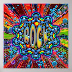 RETRO ROCK GUITARS AND SKULLS POSTER