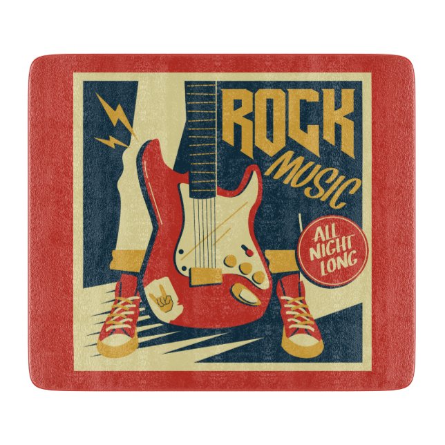 Retro Rock Music cutting board (Front)