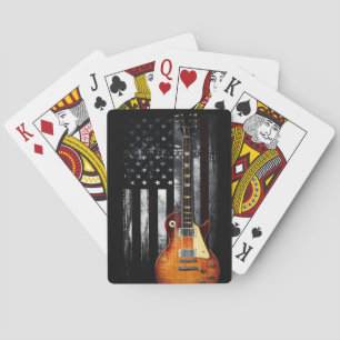 Retro Rock N Roll American Flag Guitar Playing Cards