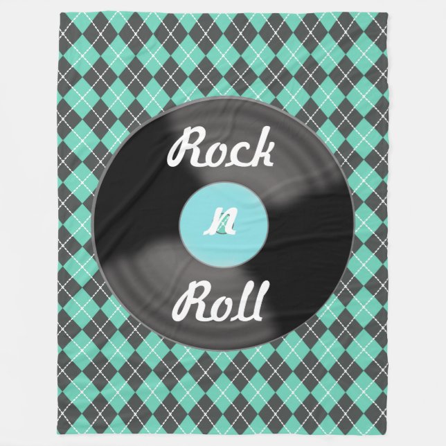 Retro Rock n Roll Record Fleece Blanket Gift (Front)