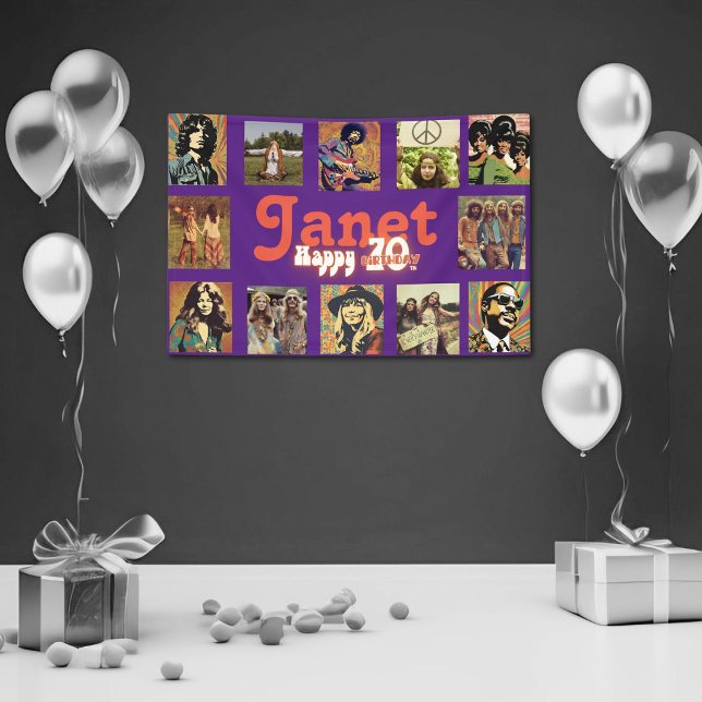 Retro Rock Photo Template 70th Birthday  Banner (Creator Uploaded)