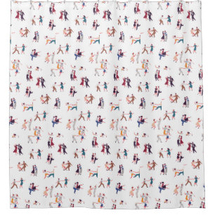 Retro Rock & Roll, Jiving, Dancing background Shower Curtain