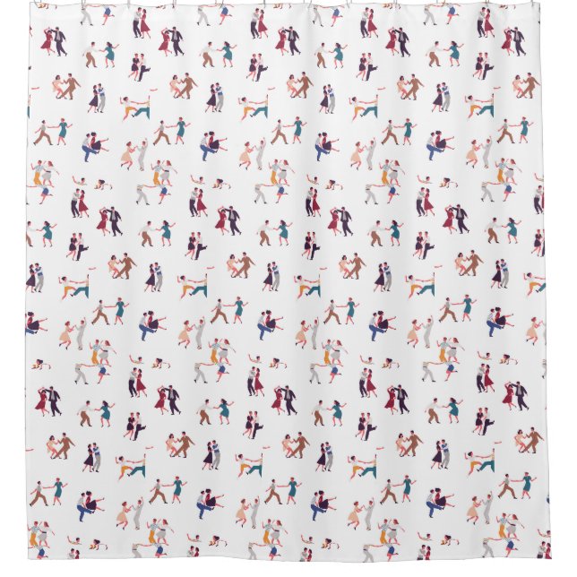 Retro Rock & Roll, Jiving, Dancing background Shower Curtain (Front)