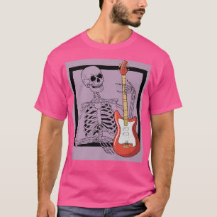 Retro Rock & Roll Skeleton Guitar Player Figure Mu T-Shirt
