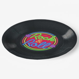 Retro Rock & Roll Vinyl Paper Plates