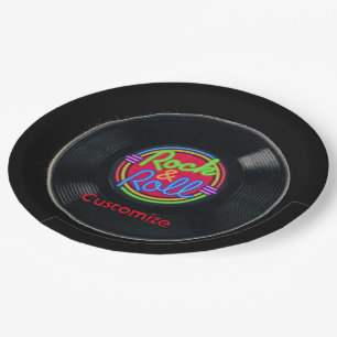 Retro Rock & Roll Vinyl Paper Plates 2
