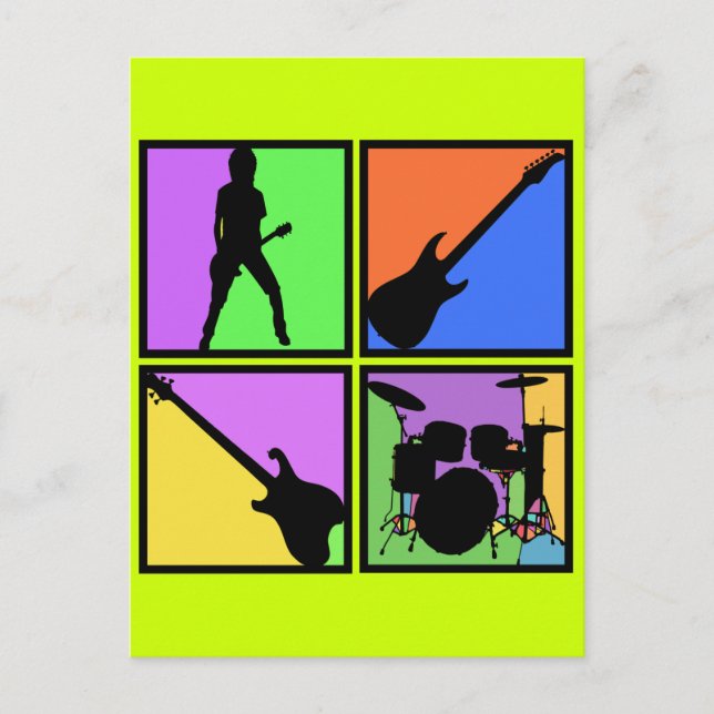 RETRO ROCK SQUARES POSTCARD (Front)