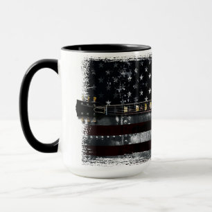 RETRO ROCK Vintage Electric Guitar American Flag Mug