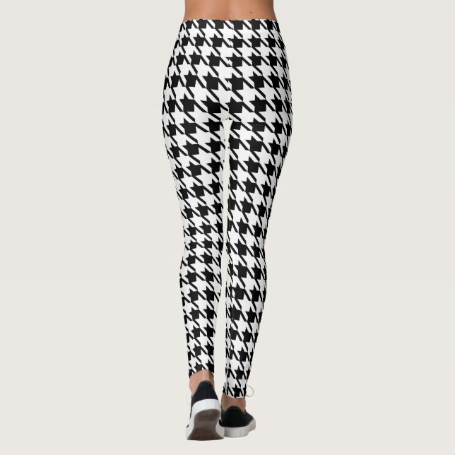 Retro Rockabilly Black Houndstooth Leggings (Back)