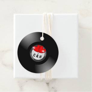 Retro Rockabilly Hearts & Roses Vinyl Record Style Favour Tags